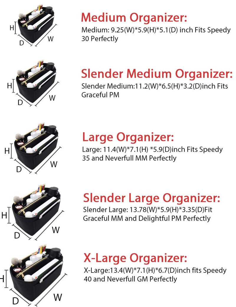 LEXSION Purse Organizer,Felt Bag Organizer Insert Purse Organizer For Speedy,Neverful,Tote,Handbag,Shaper 8023 Black L2 - Image 2